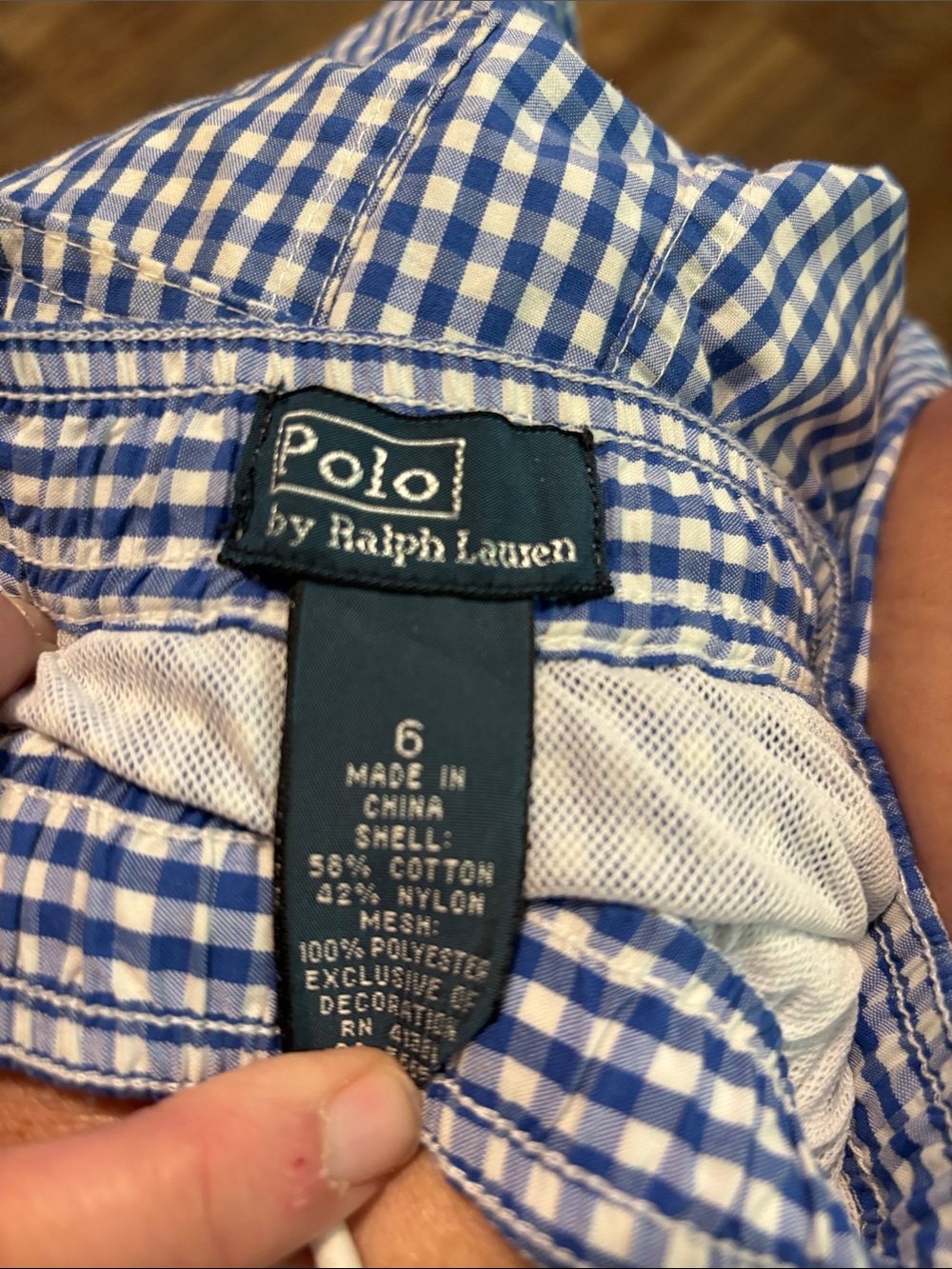 Boy’s Ralph Lauren Blue and White Gingham Swim Trunks - Picture 2 of 7